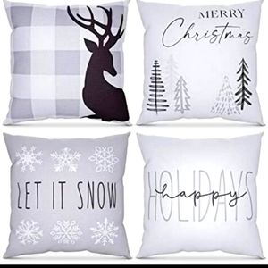 Elegant Christmas Throw Pillows Set of 4 NWT